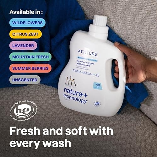 ATTITUDE Liquid Laundry Detergent, EWG Verified, HE Compatible, Plant-Based & Vegan, Natural Laundry Soap, Made in Canada, Summer Berries Scent, 40 Loads, 2 Liters thumbnail 2