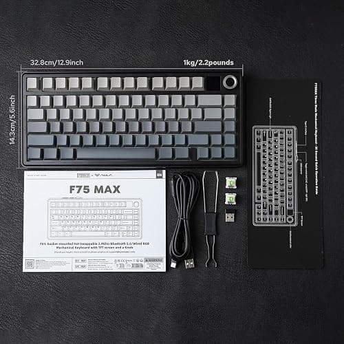 EPOMAKER X Aula F75 MAX Wireless Mechanical Keyboard with TFT Screen and Knob, Gasket Gaming Keyboard in 75% Layout, Hot Swappable, RGB Backlight, for PC/Mac/Linux (Black Gradient) thumbnail 8