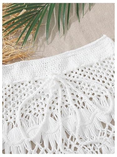 SHENHE Girl's Swimsuit Coverup Crochet Skirt Cover Up for Swimwear Hollow Out Beach Skirt thumbnail 3