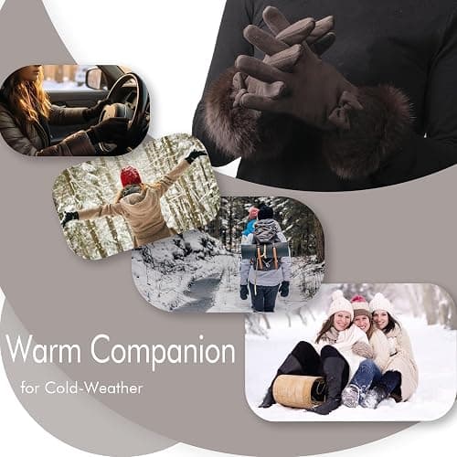 Vagasi Women Touch Screen Gloves, Fleece Lined Winter Gloves for Ladies, Thermal Suede Gloves Fur Cuff for Girls Gifts thumbnail 6