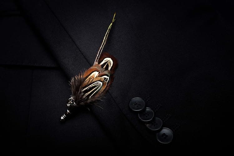 RBOCOTT Handmade Feather Pre-tied Bow tie and Brooch Sets for Men thumbnail 5