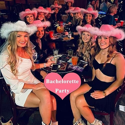 ZEBSF Feathers Cowboy Cowgirl Hat with Heart Sunglasses - Cowboy Hats for Women Bachelorette Birthday Disco Party thumbnail 7