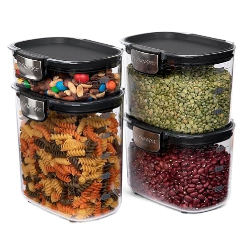 ProKeeper+ Airtight Food Storage Container Set – Clear Plastic Flour and Sugar Canister Set with Magnetic Accessories for Kitchen Organization (Black, 13-Piece) thumbnail 4