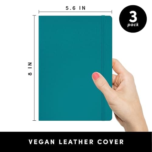 PAPERAGE Lined Journal Notebook, 3 Pack, (Yellow, Blush, Turquoise), 160 Pages, Medium 5.6 in x 8 in - 100 GSM Thick Paper – Hardcover Journaling Notebook for Work, School & Note Taking thumbnail 3
