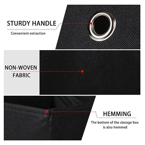 NieEnjoy Black Foldable Storage Cubes Bins ,11 Inch Cloth Storage Cube Fabric Storage Box Cubes Organizer Baskets with Handles for Home Organizer Set of 3 (Black) thumbnail 7