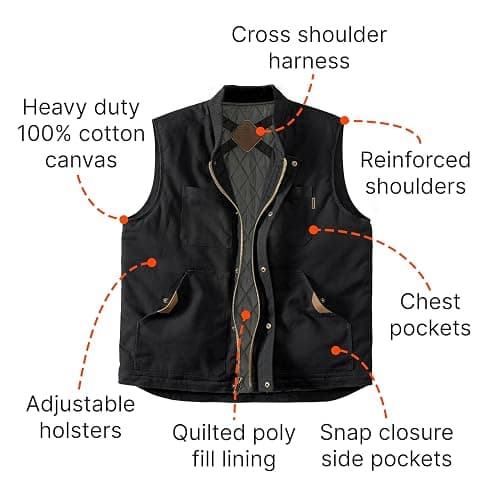 Legendary Whitetails Men's Concealed Carry CCW Vest with Two Holsters Water-Repellent Canvas Insulated thumbnail 6