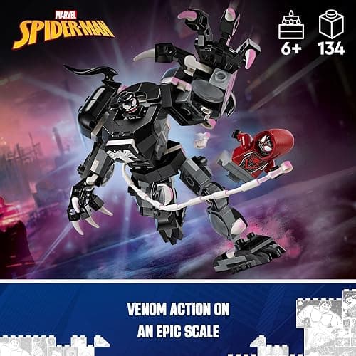 LEGO Marvel Venom Mech Armor vs. Miles Morales, Posable Action for Kids, Marvel Building Set with Minifigures, Travel Toy, Super Hero Battle Gift for Boys and Girls Aged 6 and Up, 76276 thumbnail 2
