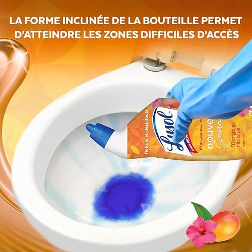 Lysol Brand New Day Toilet Bowl Cleaner, Disinfectant Gel, 710 mL | Removes Hard Water & Rust Stains, Kills Germs, Angled Bottle, Mango & Hibiscus Fragrance thumbnail 8