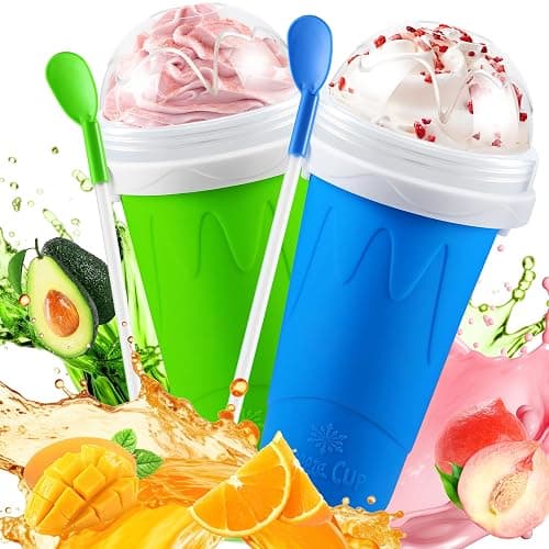 2Pack, Slushie Cup, DIY Portable Slushy Cup with Lid & Straw | Slushy Cup for Juice Milk Ice Cream, Stocking Stuffers, White Elephant Gift - Image 1