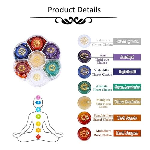 CrystalTears 7 Chakra Crystal Stones Natural Reiki Healing Crystals Gemstones with Engraved Chakra Symbol Tumbled Polished Chakra Stone Kit for Meditation Crystal Therapy Gift for Christmas thumbnail 5