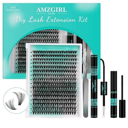 Lash Extension Kit 320Pcs,DIY Individual Lashes Clusters Kit,Lash Bond And Seal,Lash Remover For Eyelashes Extensions,Lash Applicator Tool For False Eyelash Cluster Kit At Home(40D,D-Mix9-16mm Kit) - Image 1
