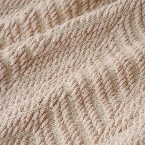 BATTILO HOME Beige Throw Blanket for Couch, Knitted Beige Throw for Bed, Neutral Throw Blankets Tan Throw Blanket for Room Decor Housewarming Gifts, 50" x 60" thumbnail 8