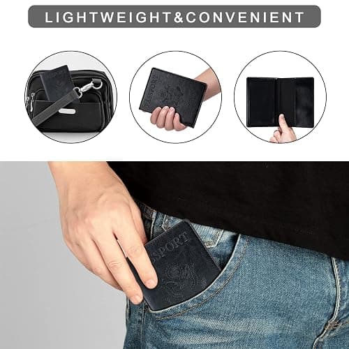 Honmein 2 Pcs Passport holders，Ultra Slim passport wallet，PU Leather Passport Cover for Women and Men thumbnail 5