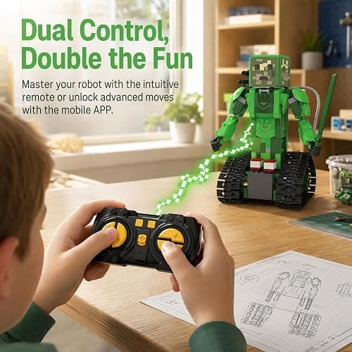 RC Robot Building Kit, 5in1 STEM Coding Robot Toy with APP & Remote Control | Transforming Multi-Model Design, Rechargeable Motorized Movement, Creative Engineering Assembly, Hands-On STEM Learning thumbnail 3