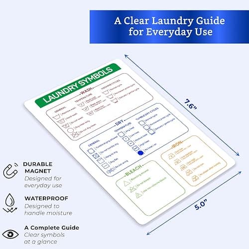 Laundry Symbols Chart Magnet (5x7.6 Inches) – Laundry Care Symbols Chart for Washing Machine & Dryer – Magnetic Laundry Room Must Haves – Stylish Laundry Room Accessories for Easy Clothing Care thumbnail 2
