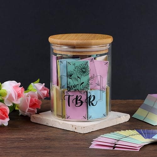 TBR Jar Gifts for Book Lovers Reading Accessories To Be Read List Jar with 100 Colorful Notes Bookish Bookworm Gift for Book lover (Style 1) thumbnail 2