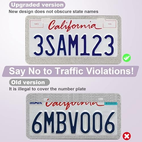 QUANQIUFEI Bling License Plate Frames for Women, Sparkly Rhinestone Diamond Car Accessories with Glitter Crystal Caps (1 Pack White) thumbnail 4