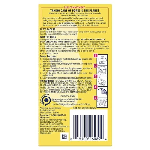 Bioré Witch Hazel Ultra Strength Blackhead Remover Pore Strips, Clears Pores up to 2x More than Original Pore Strips, features C-Bond Technology, Oil-Free, Non-Comedogenic Use, 18 Count thumbnail 9