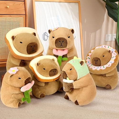 Ditucu Cute Capybara Plush Pillow with Wearable Toast Headgear Stuffed Animal Bread Capibara Plushies Toys Gifts for Kids Brown 11 inch thumbnail 7