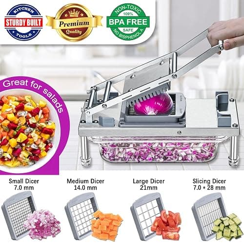 Stainless steel Vegetable Chopper, Veggie Chopper With 10 Blades, Onion Dicer with Container, Food Cutter & Grater Mandoline Slicer thumbnail 3