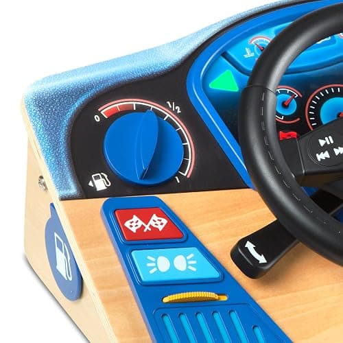 Melissa & Doug Vroom & Zoom, Interactive Wooden Dashboard, Racing Car Steering Wheel Toy, Lights & Sounds, Preschool Learning Toys for Girls & Boys 3+ - FSC Certified thumbnail 8