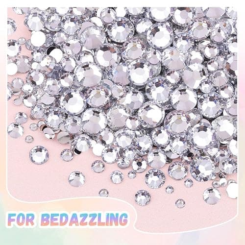 30000Pcs Resin Silver Clear Rhinestones for Bedazzling Crafting with b7000 Jewelry Glue, Bulk Flatback Gems Bedazzler Kit for Crafts Clothes Shoes Fabric Nail Diamond Art, Assorted Size 2/3/4/5/6mm - Large Pack + 3Pcs Glue - Clear thumbnail 7