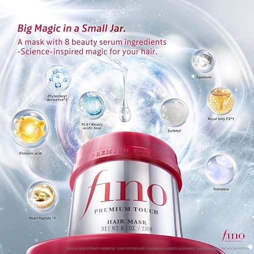 Fino Premium Touch Hair Mask, Deep Repair Japanese Hair Treatment with 8 Serum Ingredients for Dry & Damaged Hair, Silky-Smooth & Hydrated Finish, 8.1 oz thumbnail 2