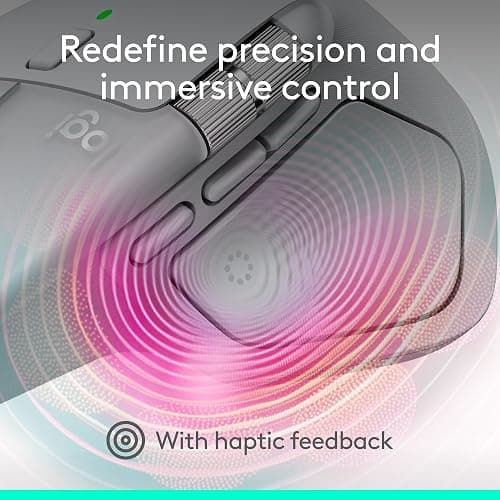 Logitech MX Master 4, Ergonomic Wireless Mouse with Advanced Performance Haptic Feedback, Ultra-Fast Scrolling, USB-C Charging, Bluetooth, Windows, MacOS - Pale Gray thumbnail 2