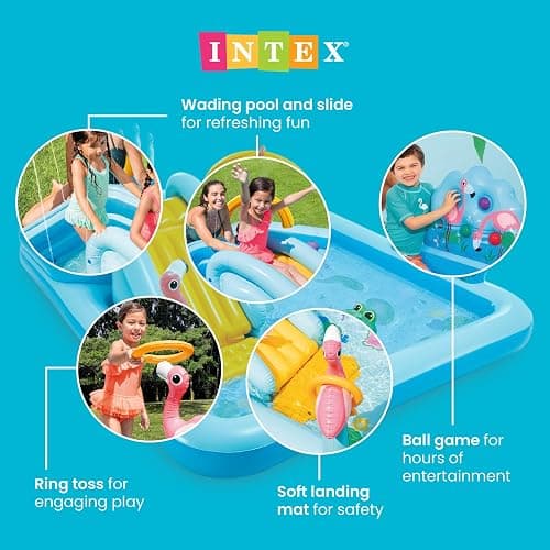 Intex 96" x 78" x 28" Inflatable Jungle Adventure Play Center Spray Kiddie Pool - Backyard Kids Water Slide, Outdoor Blow-Up Splash Pad for Toddlers thumbnail 3