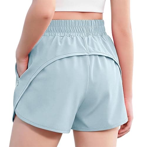 Zaclotre Girls Athletic Shorts with Zipper Pockets 2 in 1 Kid Workout Running Volleyball Soccer Shorts with Liner - Image 1