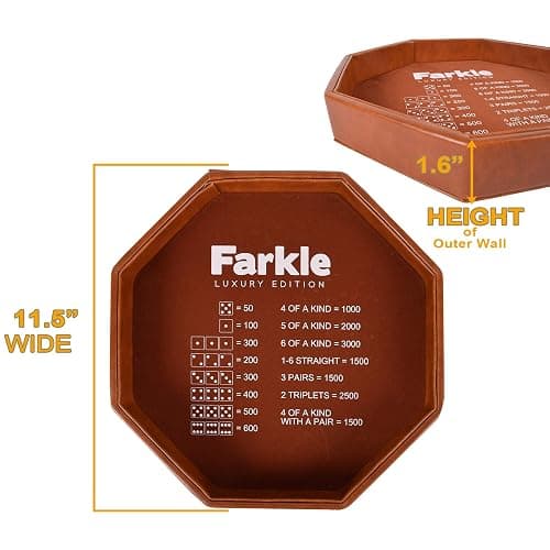 RNK Gaming Farkle Luxury Edition Brown PU Leather Dice Tray thumbnail 3