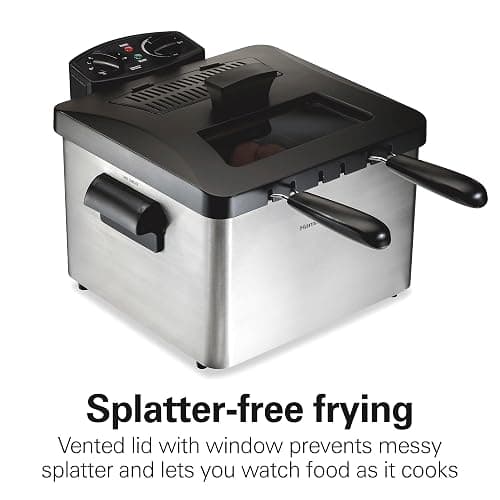 Hamilton Beach Electric Deep Fryer with 3 Baskets and Lid, 4.5 Liters / 19 Cups Oil Capacity, Temperature Control, View Window, Professional Style, 1800 Watts, Stainless Steel (35034) thumbnail 4