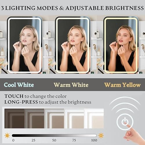 Xixini Vanity Desk with LED Lights Mirror & Power Outlet, Small Makeup Vanity Table Set with Storage Drawers, 3 Lighting Modes & Adjustable Brightness, Dressing Table for Women Girls Bedroom, White thumbnail 5