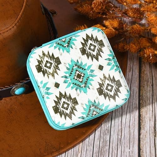CEELGON Western Jewelry Box Case Gift Aztec Print Travel Jewelry Organizer Christmas Gifts for Teen Girls Cowgirl Stuff Small Portable Travel Accessories for Women (Aztec) thumbnail 8