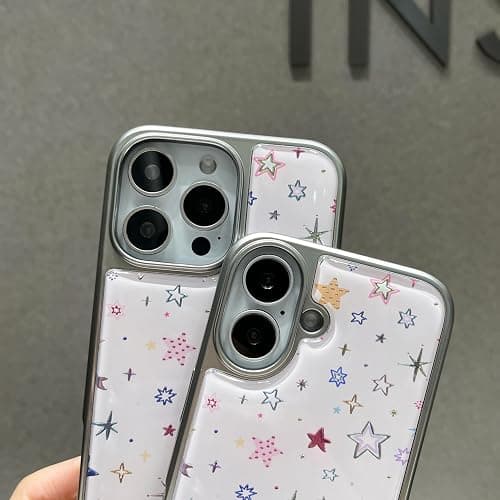 FLIRACON Cute Plating Colored Stars Hard Phone Case Compatible with iPhone Case(White,for iPhone 11) thumbnail 3