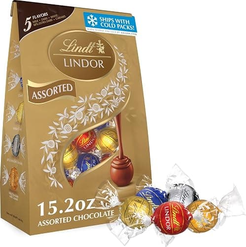 Lindt LINDOR Assorted Chocolate Candy Truffles, 15.2 oz. Bag - Image 1