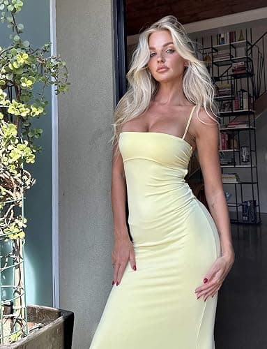 VANCOL Women's Cutout Backless Maxi Dress Sexy Sleeveless Tight Slip Spaghetti Strap Long Dresses thumbnail 6
