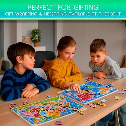 Montessori Mama Wooden Puzzles for Kids Ages 4-6, USA States and Capitols, World Continents and Oceans, Combo Set 2 Toddler Puzzles thumbnail 6