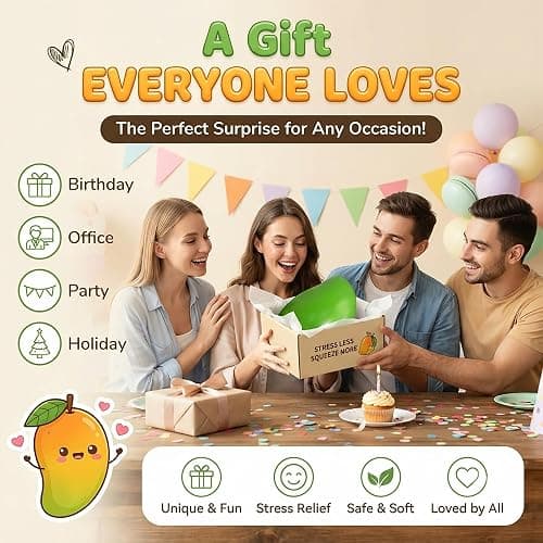 2 Packs Crunchy Mango Squishy Toys, ASMR Crunchy Squishy Stress Ball | Soft Color Changing Squishy Mango with ASMR Crunchy Sound, Portable for Office/Desk/Travel, Party Favor, Gifts for All Ages thumbnail 7