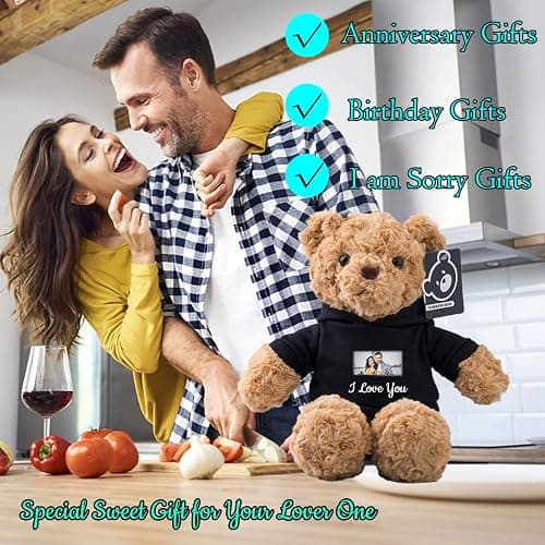 MeterBear Orsacchiotto Peluche Personalizzato con Nome Foto, Orsetto di Peluche Teddy Bear come Regali Personalizzati per lui Natale Regali Compleanno San Valentino Anniversario (26cm) thumbnail 5