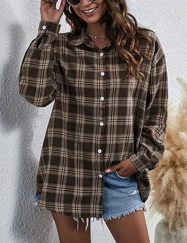 Lumister Oversized Flannel Shirt Plaid Buffalo Shirt thumbnail 3