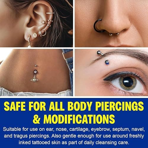 Piercing Aftercare Spray - Natural Saline Solution for Keloid Bump Removal & Ear Piercing Cleaning，Soothing Formula with Sea Salt, Tea Tree, Rosemary & Aloe Vera，Gently Cleanses New Piercings- 2 Fl Oz thumbnail 7