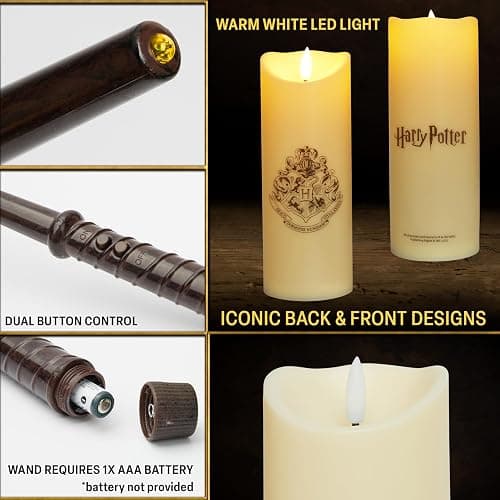 Harry Potter LED Candle with Wand Remote Control Hogwarts Crest Flameless Light for Kids 16ft Spell-Cast Range Room Decor Display Nightlight Gifts thumbnail 5