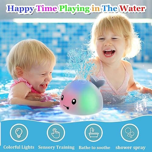Bath Toys for Kids Ages 1-3 - 1 2 3 Year Boys Girls Gifts | Christmas Stocking Stuffers 6-12-18 Months | Light Up Whale Bath Toy Sprinkler Toddler Bathtub Pool Water Table Toys thumbnail 6