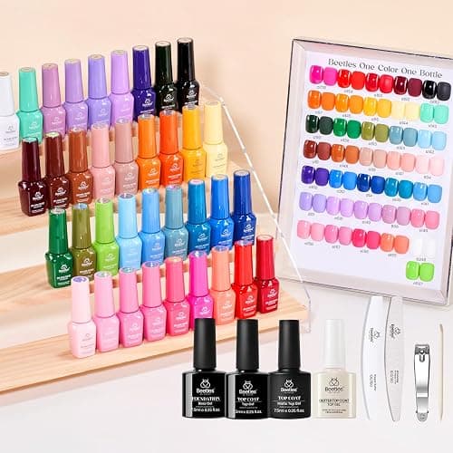 Beetles Winter Gel Polish Set – 36 Color Yellow Brown Pink Red Gel Polish Kit with Base Coat Glossy Matte Glitter Top Coat Soak Off UV LED Gel for Nail Art Manicure Salon DIY Gift for Women - Image 1