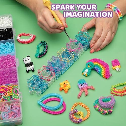 Rainbow Loom MEGA Combo Set, Features 7000+ Colorful Rubber Bands, 2 Step-by-Step Bracelet Instructions, Organizer Case, Great Gift for Kids 7+ DIY Craft, STEAM thumbnail 4