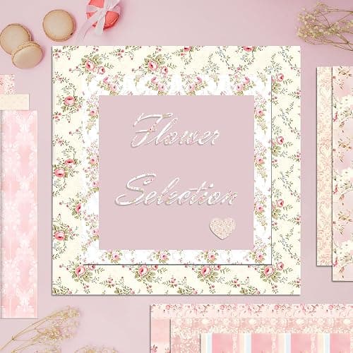 VIVIQUEN 24 Pack Pink Floral Double-Sided Paper, 12-inches Vintage Flowers Scrapbook Specialty Craft Paper Folded Flat for DIY Background Card Art Craft Making Scrapbook Photo Album Decor thumbnail 2