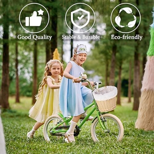 Carvmpin Kids Bike Basket Set, Front Bicycle Bike Baskets for Kids, Hand-Woven Wicker Boys and Girls Bike Basket Front,Children Cycling Basket,Easy Install Detachable thumbnail 3
