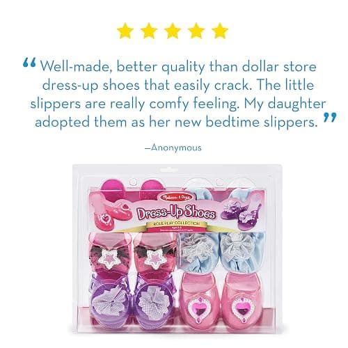 Melissa & Doug Role Play Collection - Step in Style! Dress-Up Shoes Set (4 Pairs), Multicolored, 11" x 12" x 4.5" Packaged thumbnail 6