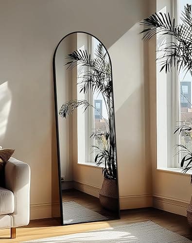 Delma Full Length Mirror, Large Floor Mirror for Wall, Bedroom, Bathroom, Living Room with Aluminium Frame (Stand, Arch 69x24, Black) thumbnail 3
